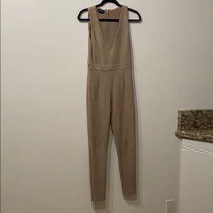 Bebe Jumpsuit - Cream Tan Suede Size 6